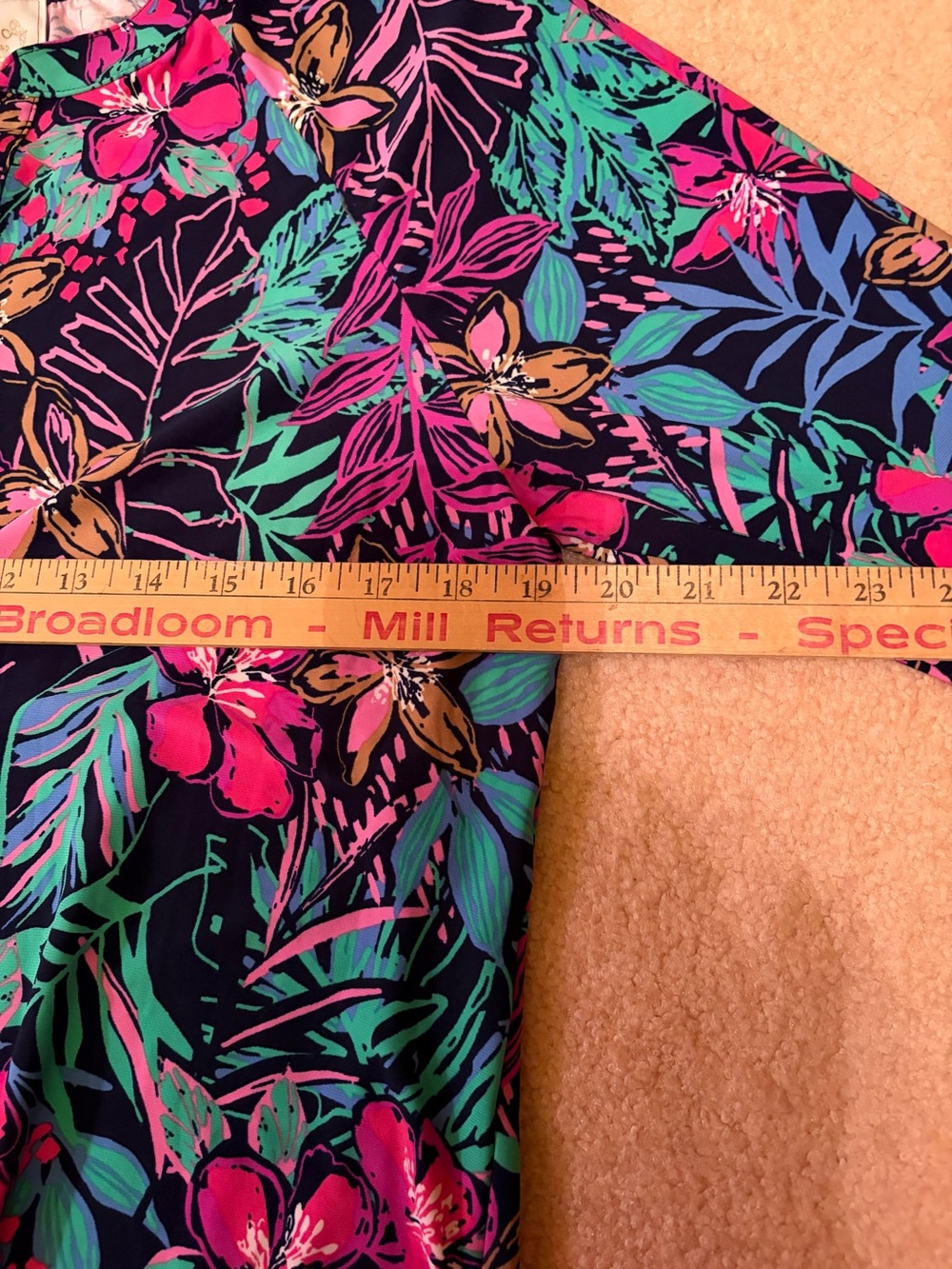 NWT Papagallo Tropical Button V-neck Dress in Black with Pink & Teal - Picture 8 of 8